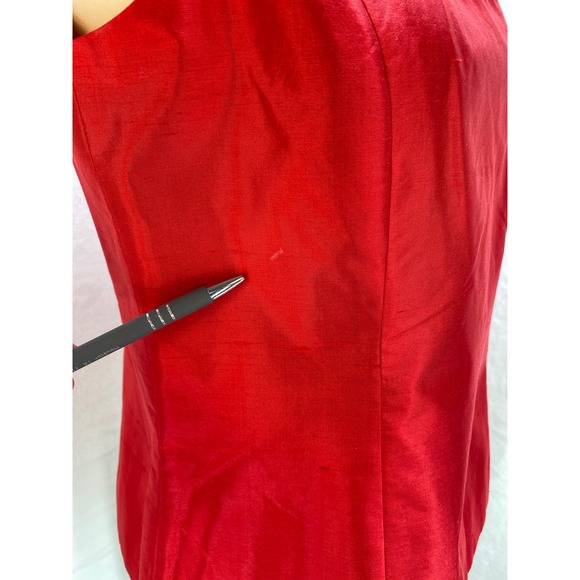 MXI Womens Red Sleeveless Silk Top Blouse Elegant Party Cocktail Career‎ - Picture 2 of 8